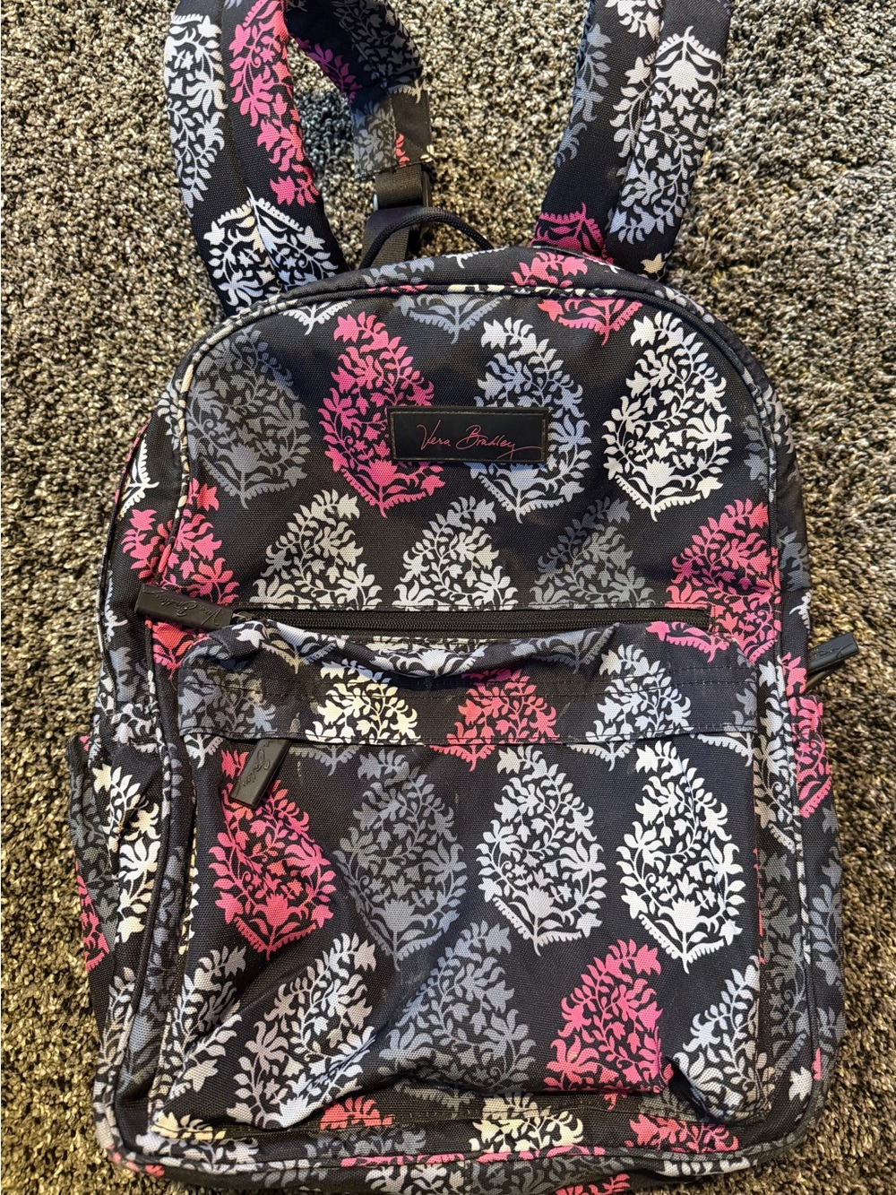 Vera Bradley Black Pink Gray Floral Backpack